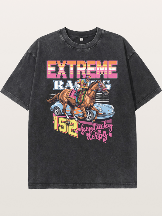 Derby Horse & Porsche Retro Washed T-shirt