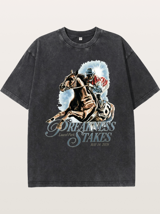Preakness Stakes Jockey Poster Washed T-shirt