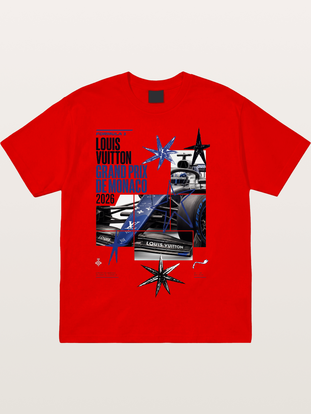 Blue LV F1 Monaco Poster Cotton T-shirt