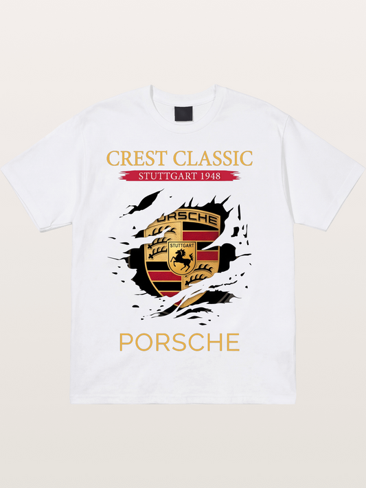 Porsche Stuttgart Tear Logo Cotton T-shirt