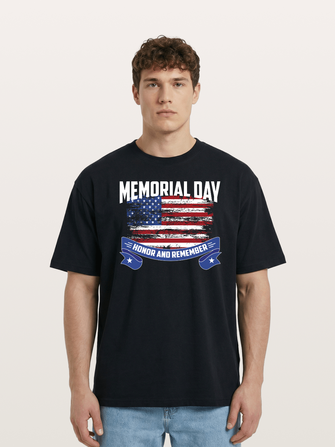 Honor and Remember Memorial Day Flag Cotton T-shirt