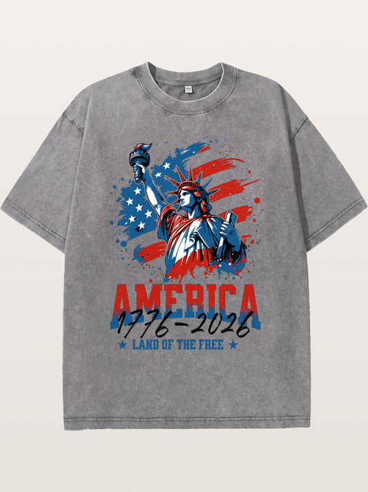 Statue Of Liberty 1776-2026 Washed T-shirt