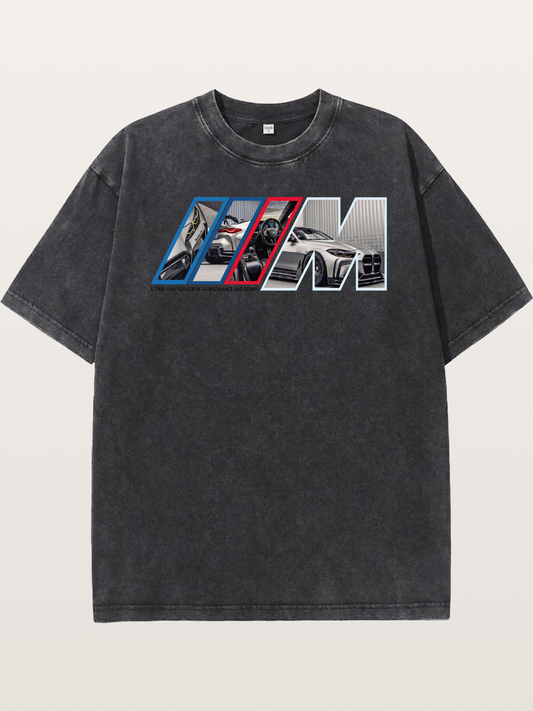 BMW Car Detail Collage Art Washed T-shirt