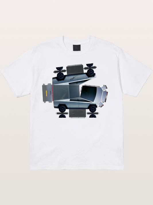 Cybertruck Paper Craft Print Cotton T-shirt