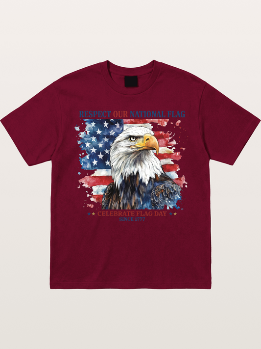 Watercolor Eagle Flag Day Art Gildan T-shirt