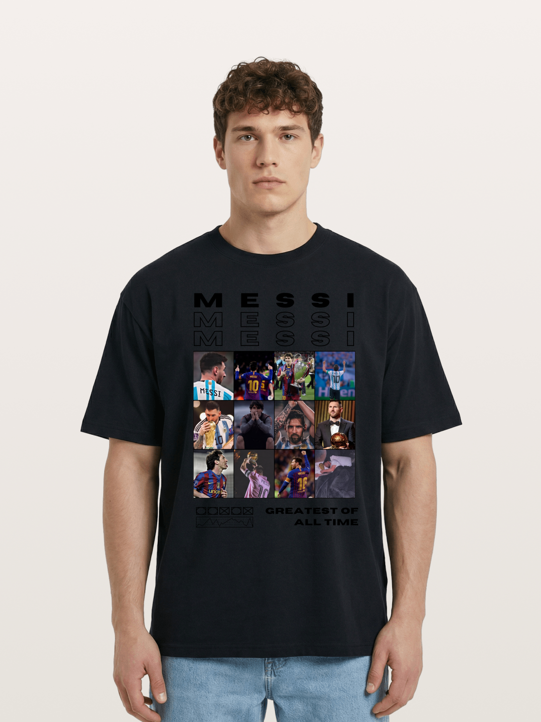 Messi Greatest of All Time Montage Cotton T-shirt
