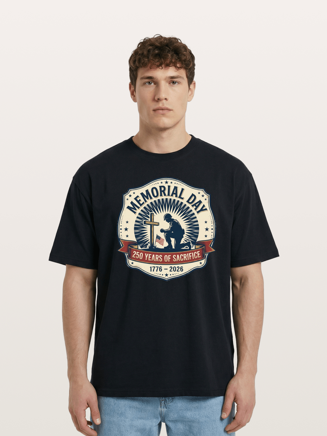 Memorial Day Vintage Sacrifice Badge Cotton T-shirt