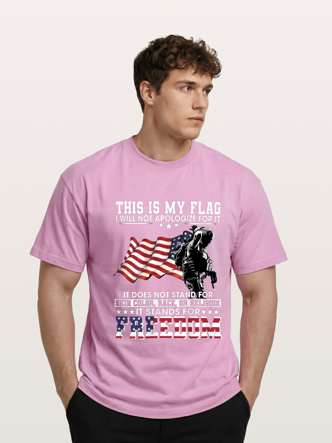 Freedom Soldier American Flag Silhouette Gildan T-shirt