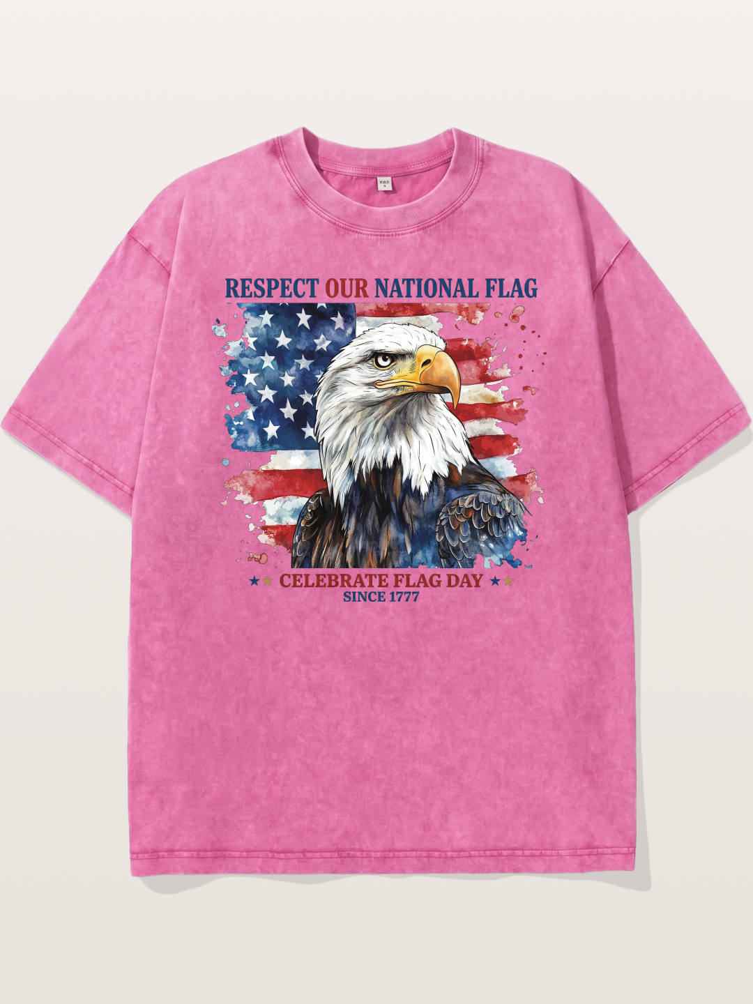Watercolor Eagle Flag Day Art Washed T-shirt
