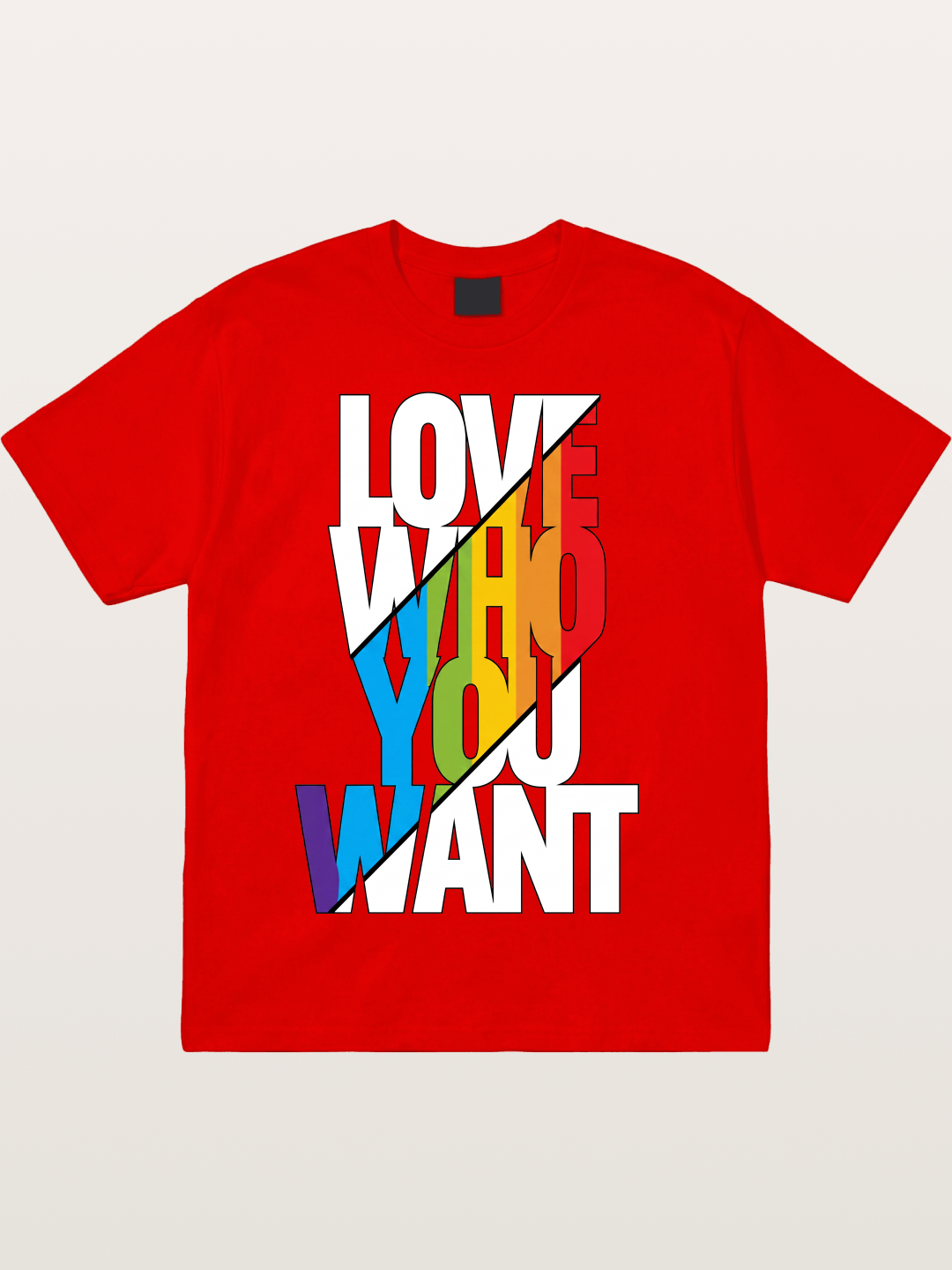 Love Who You Want Diagonal Print Cotton T-shirt
