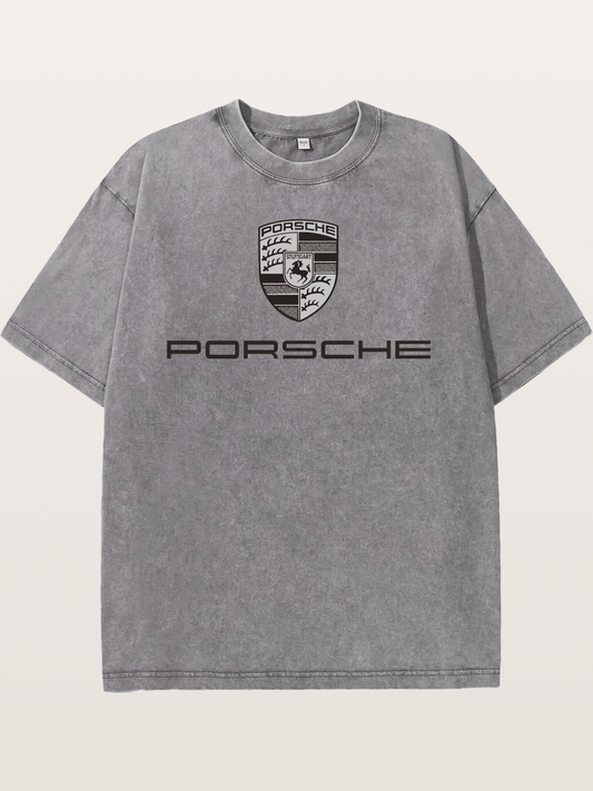 Monochrome Porsche Crest Washed T-shirt