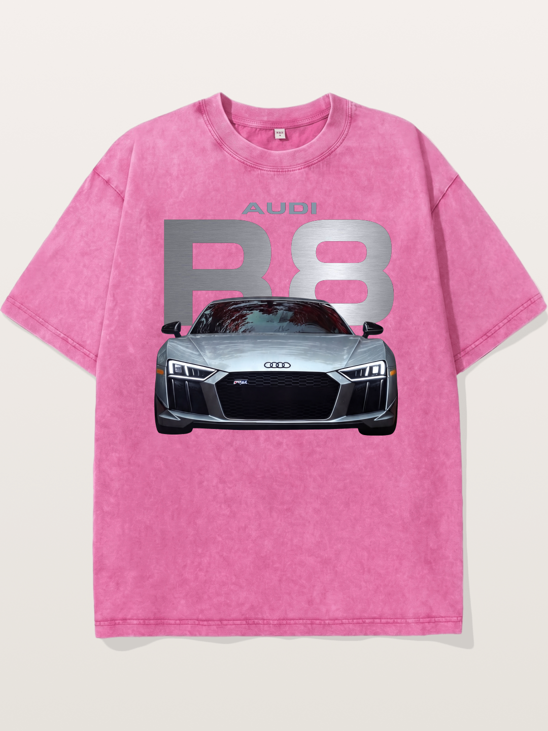 Audi R8 Silver Supercar Front Washed T-shirt