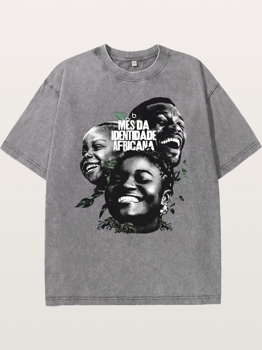 Juneteenth African Identity Faces Washed T-shirt