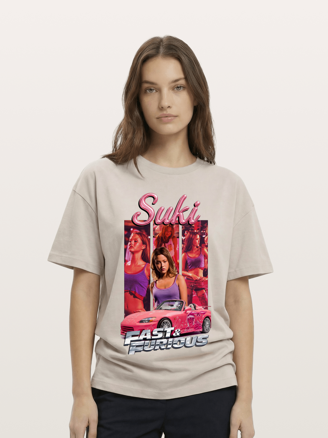 Fast & Furious Pink Crew Cotton T-shirt