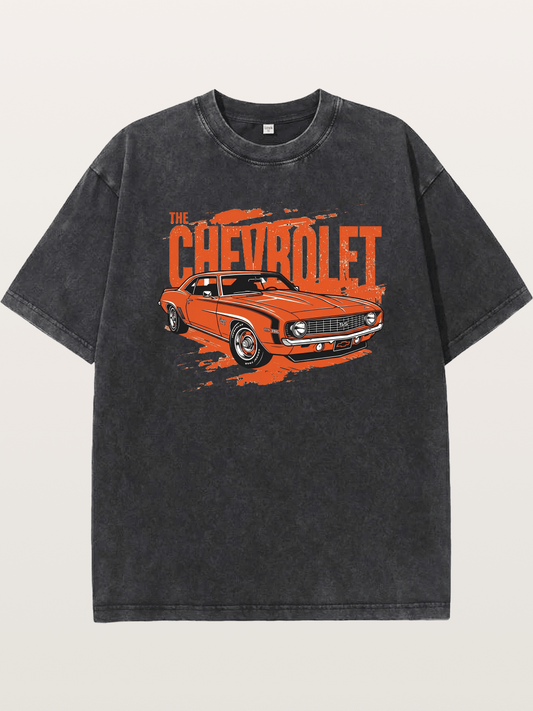 Orange Classic American Car Washed T-shirt