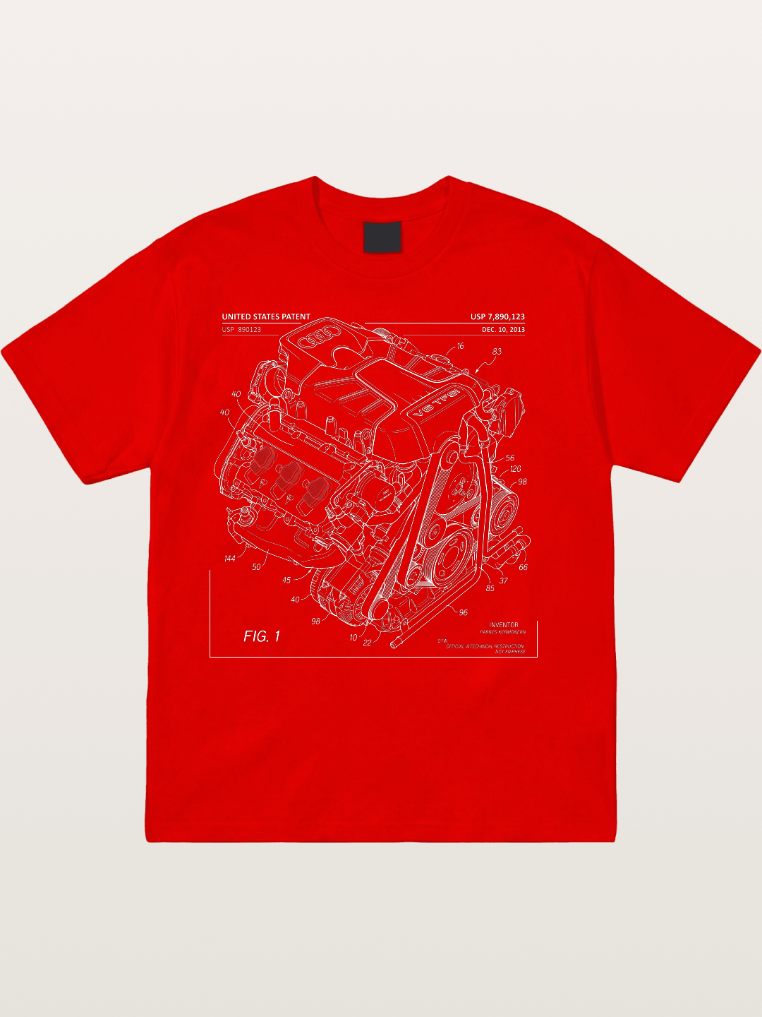 V6 TFSI Audi Powertrain Patent Drawing Cotton T-shirt