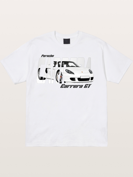 Porsche Carrera GT White Sticker Cotton T-shirt