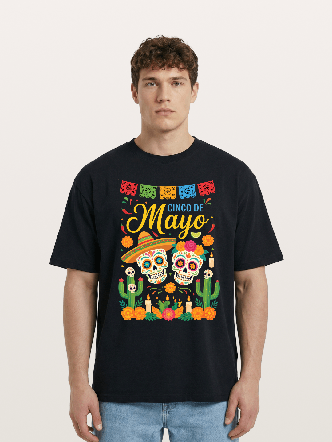 Cinco de Mayo Sugar Skull Fiesta Cotton T-shirt