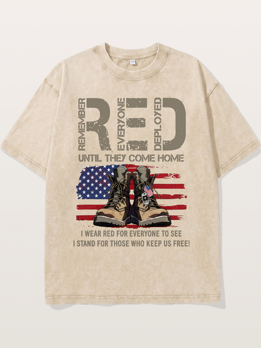 I Wear Red for Those Who Keep Us Free Washed T-shirt