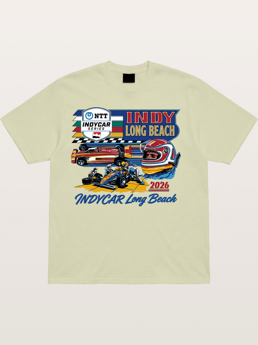IndyCar Long Beach Vintage Art Cotton T-shirt