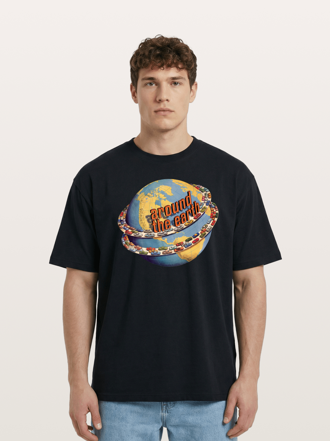 Global Cars Earth Illustration Cotton T-shirt