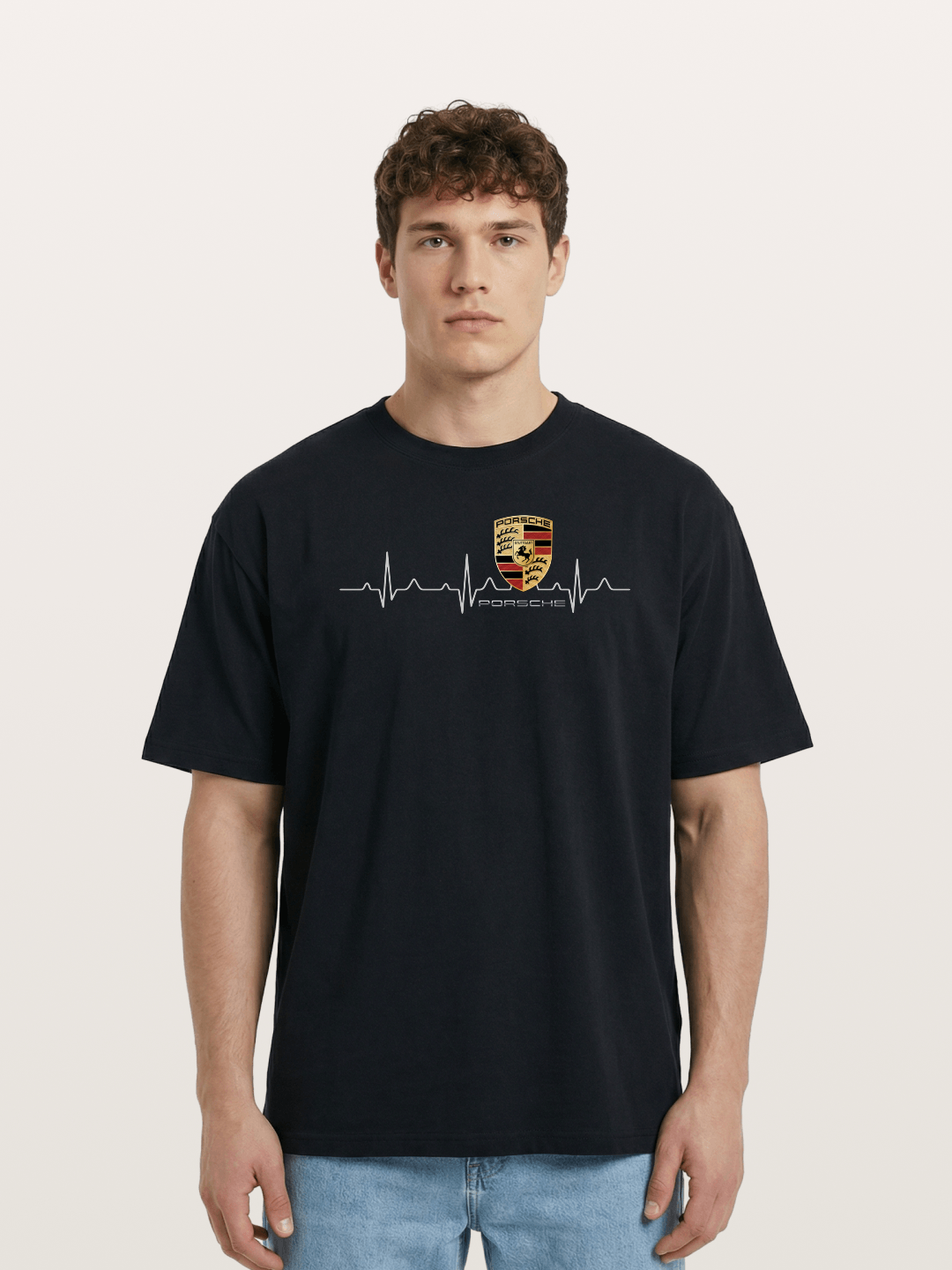Porsche Heartbeat ECG Line Design Cotton T-shirt