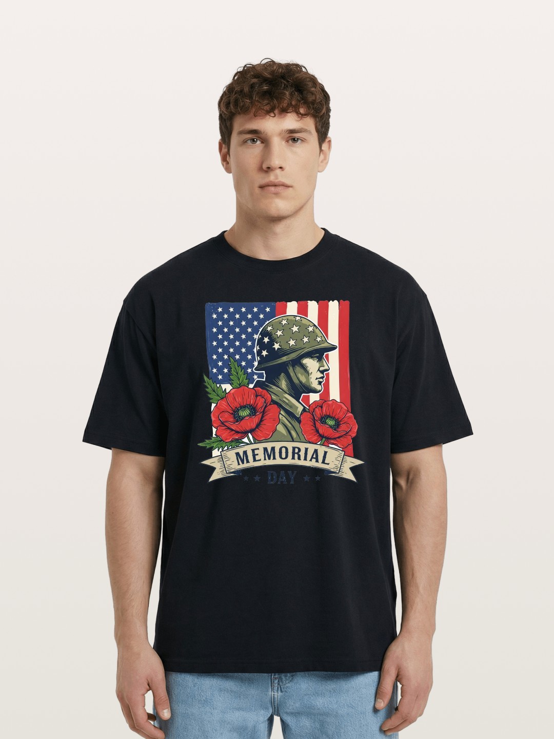 Memorial Day Poppy Soldier Art Cotton T-shirt
