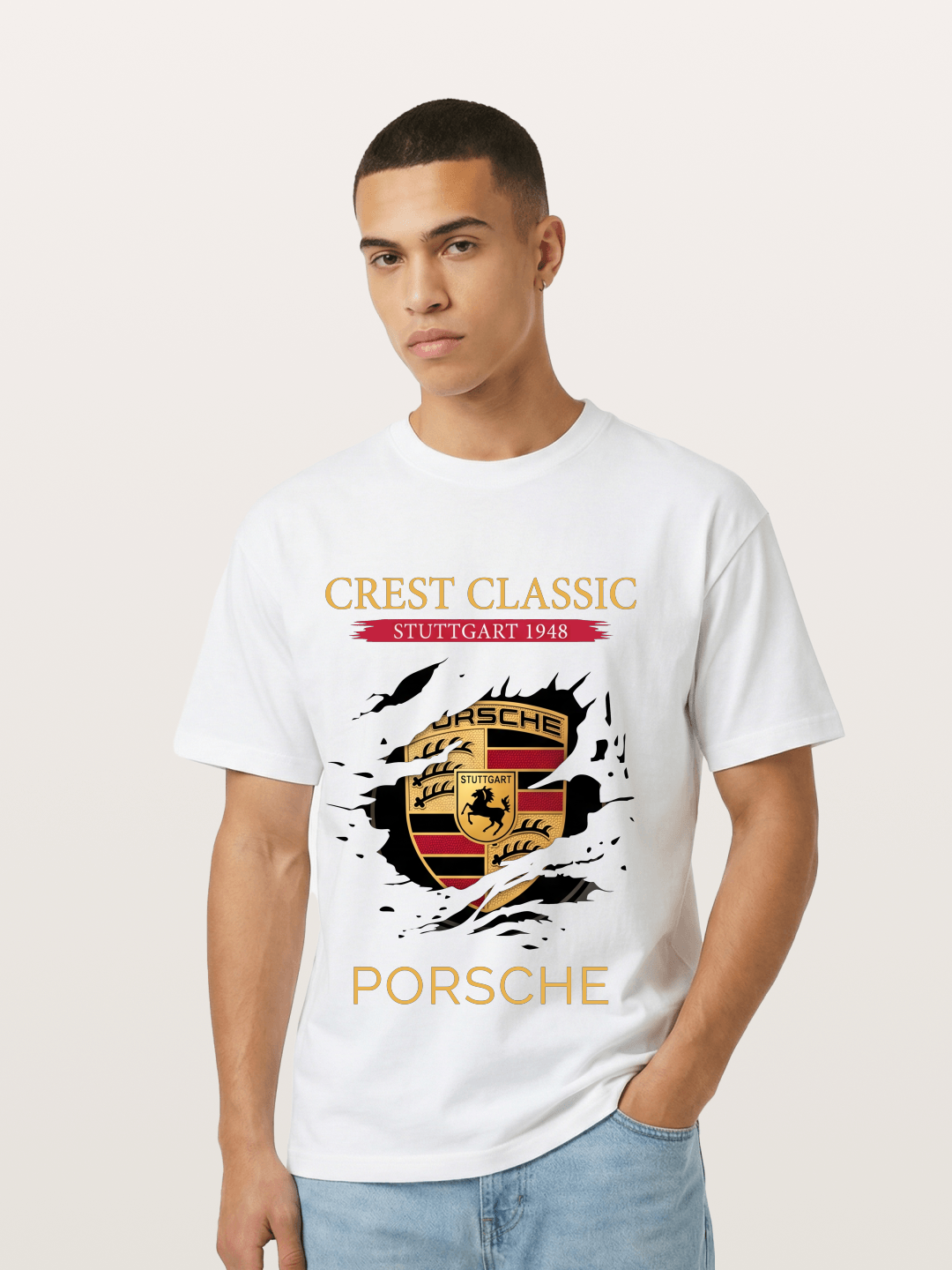 Porsche Stuttgart Tear Logo Gildan T-shirt