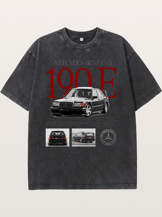 Mercedes-Benz 190E Retro Profile Washed T-shirt