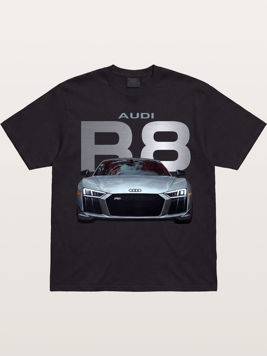 Audi R8 Silver Supercar Front Gildan T-shirt