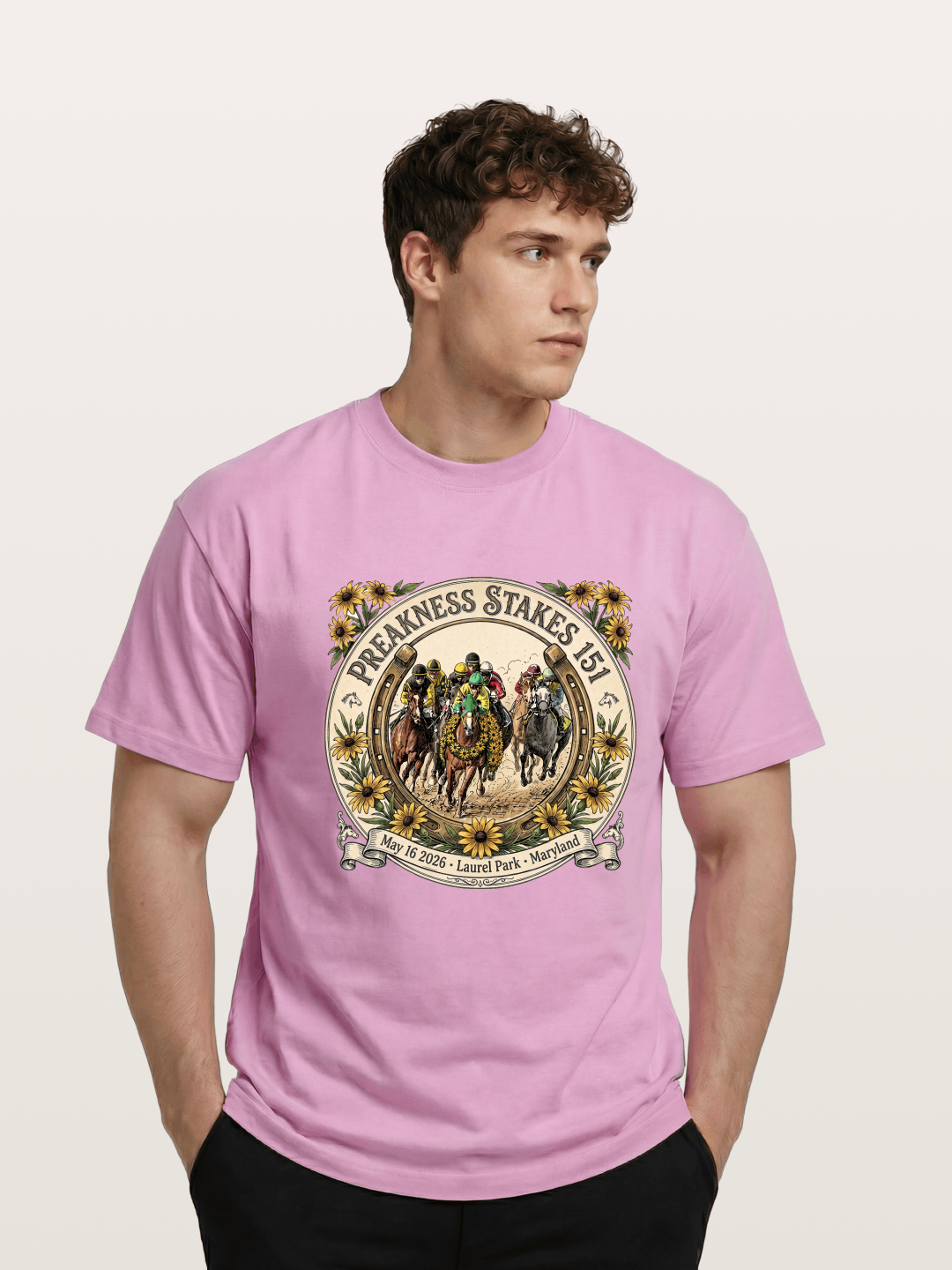 151st Preakness Stakes Horseshoe Badge Gildan T-shirt