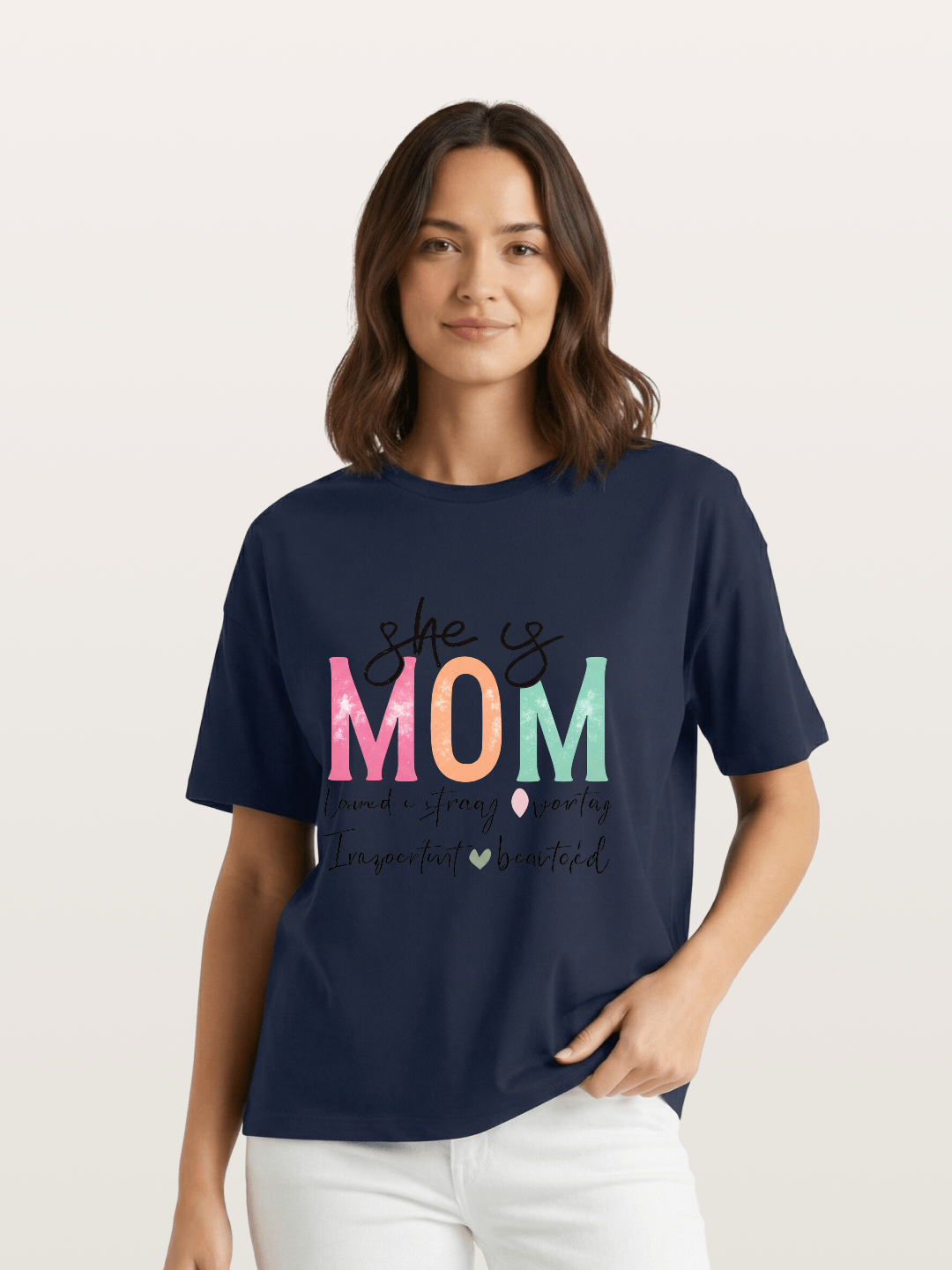 She is Mom Boho Pastel Print Gildan T-shirt
