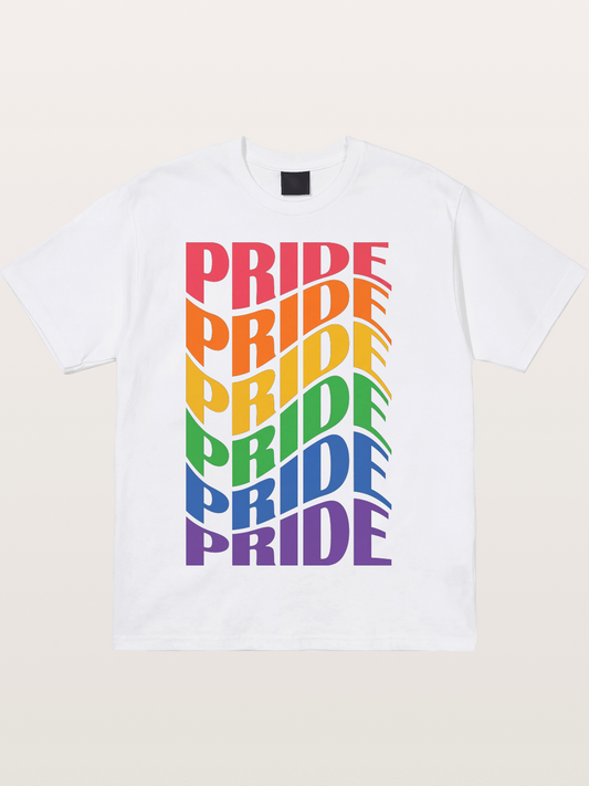 Repeated Pride Rainbow Gradient Design Cotton T-shirt