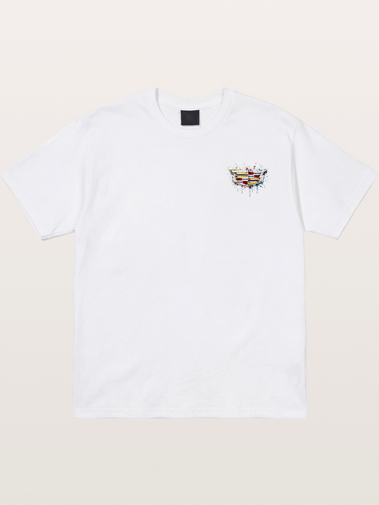 Cadillac Watercolor Logo Print Cotton T-shirt