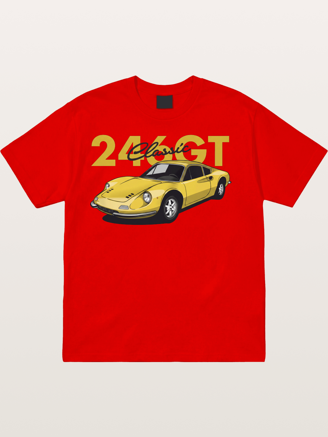 Ferrari 246 GT Classic Yellow Cotton T-shirt