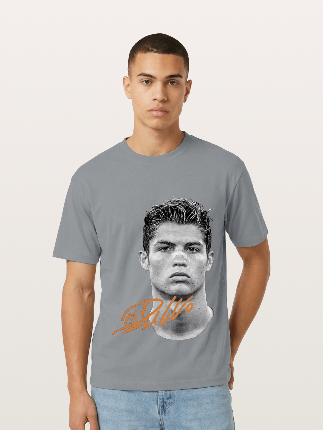 Cristiano Ronaldo Black White Portrait Gildan T-shirt