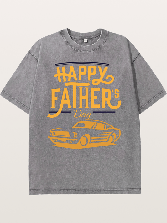 Father's Day Muscle Car Art Washed T-shirt