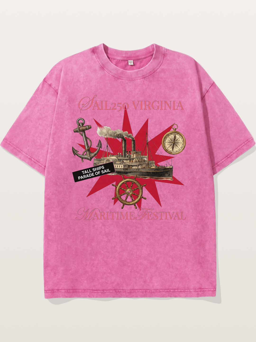 Red Star Tall Ship Festival Art Washed T-shirt