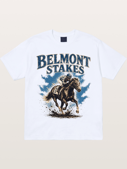 Belmont Stakes Mud Splash Poster Gildan T-shirt