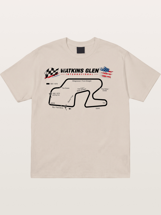 Watkins Glen Road Course Map Art Cotton T-shirt