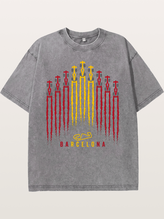 Barcelona GP Racing Column Streaks Washed T-shirt