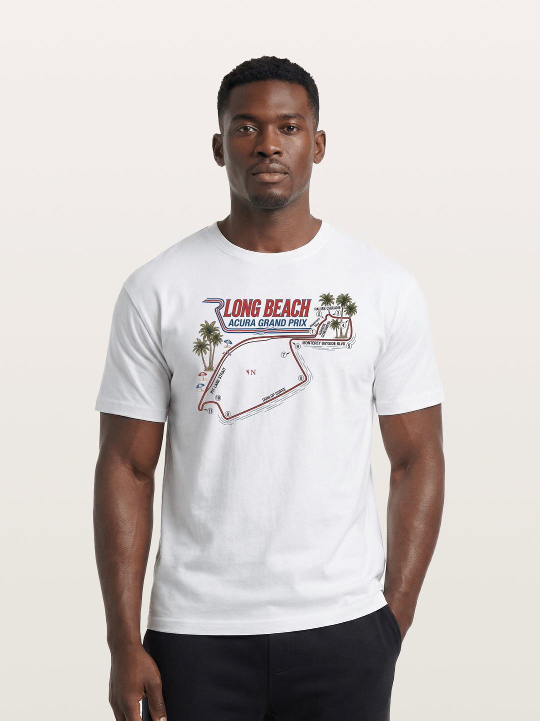 Long Beach Race Track Art Cotton T-shirt
