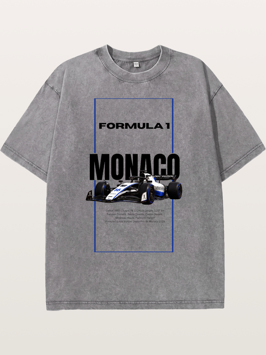 Monaco F1 LV Blue Border Print Washed T-shirt