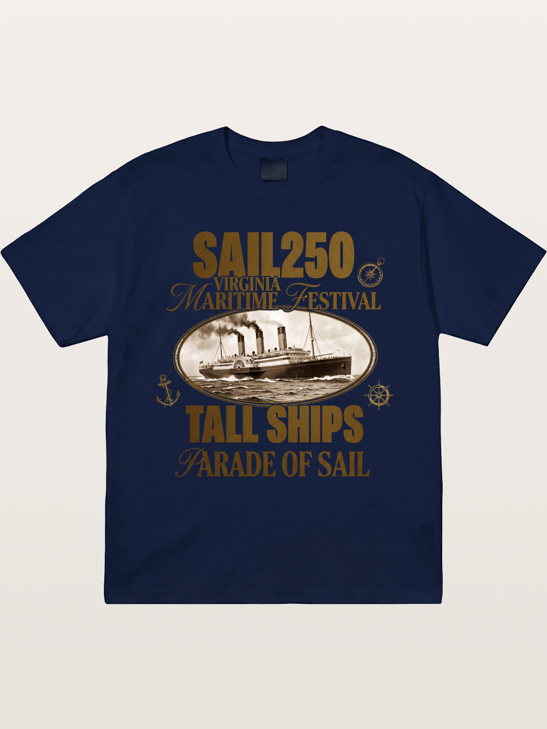 Vintage Sail Ship Maritime Print Gildan T-shirt