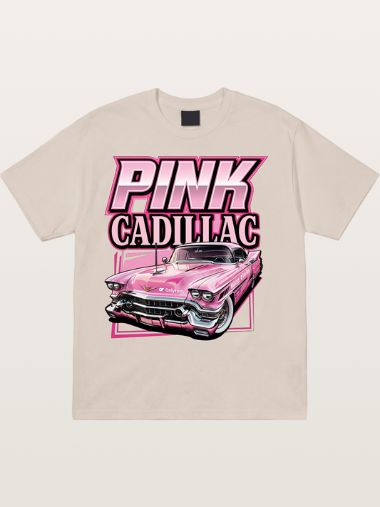Pink Cadillac Classic Car Art Print Cotton T-shirt