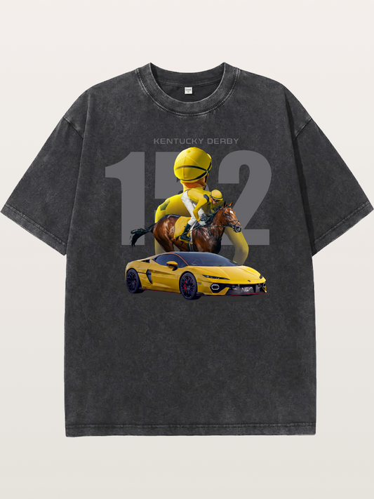 Derby Horse & Lambo Art Washed T-shirt