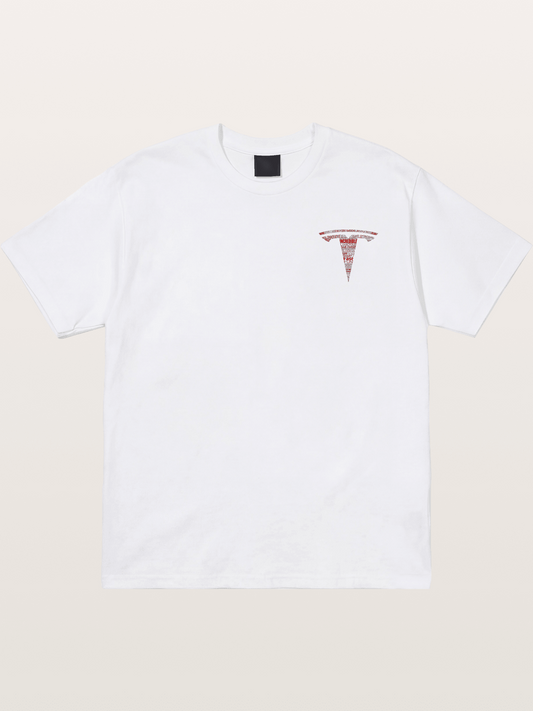 Tesla Word Cloud Heart Print Cotton T-shirt