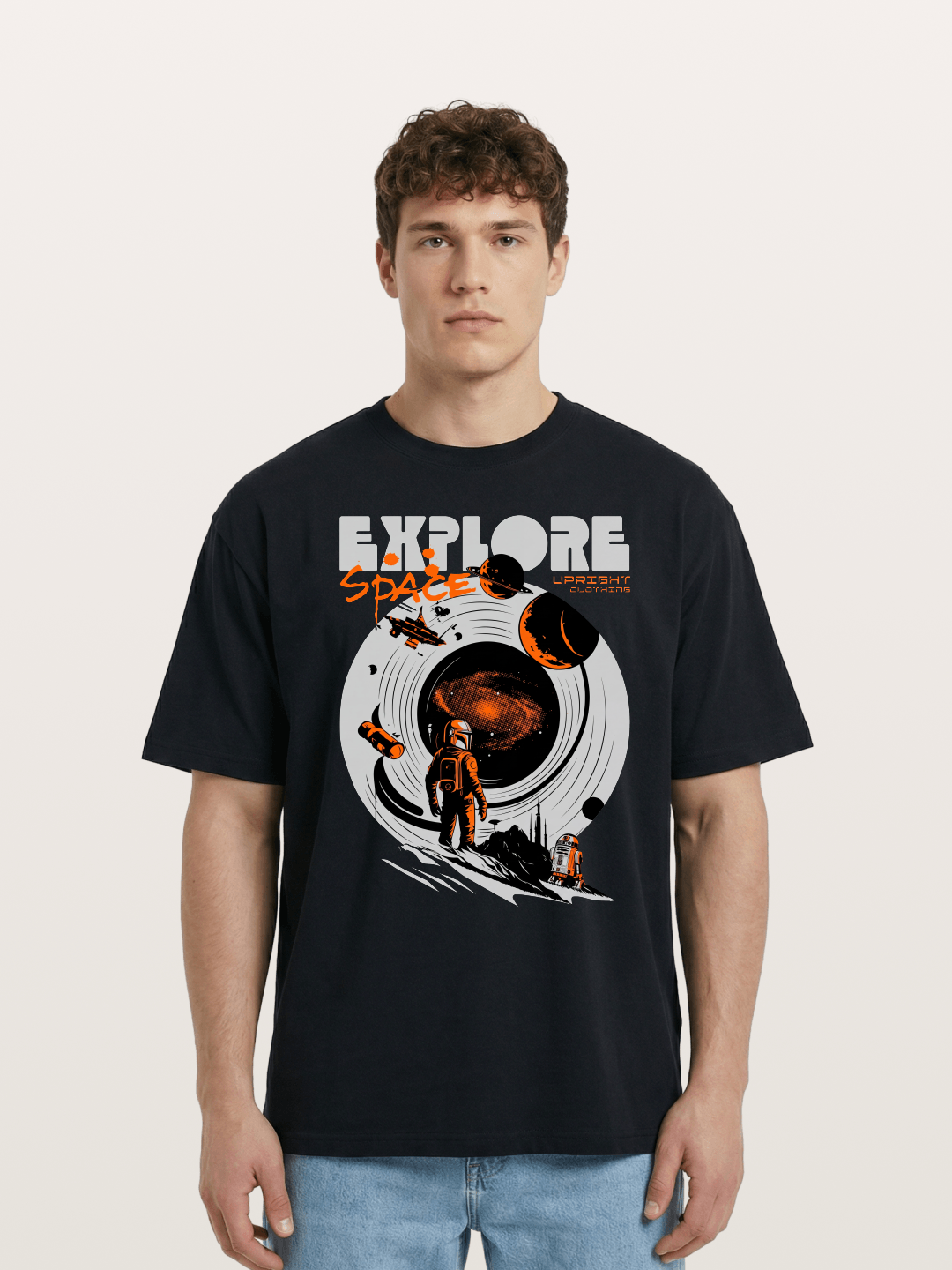 Space Explorer Astronaut Retro Sci-Fi Cotton T-shirt