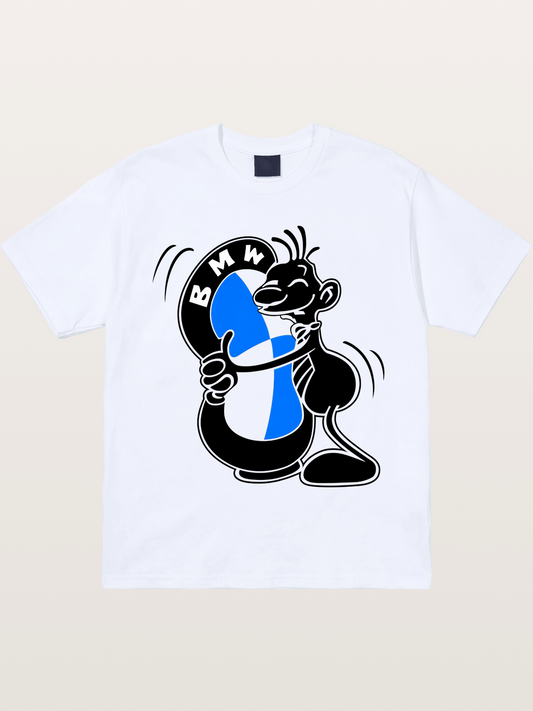 BMW Cartoon Mascot Sticker Gildan T-shirt
