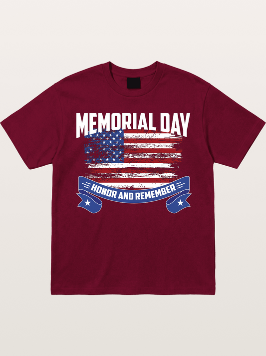Honor and Remember Memorial Day Flag Gildan T-shirt